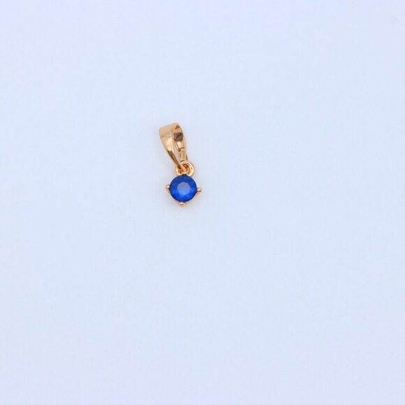 "Mini Round Blue Pendant in Rose Gold Setting with Delicate Design, XPPT1623 - Picture 9 of 13